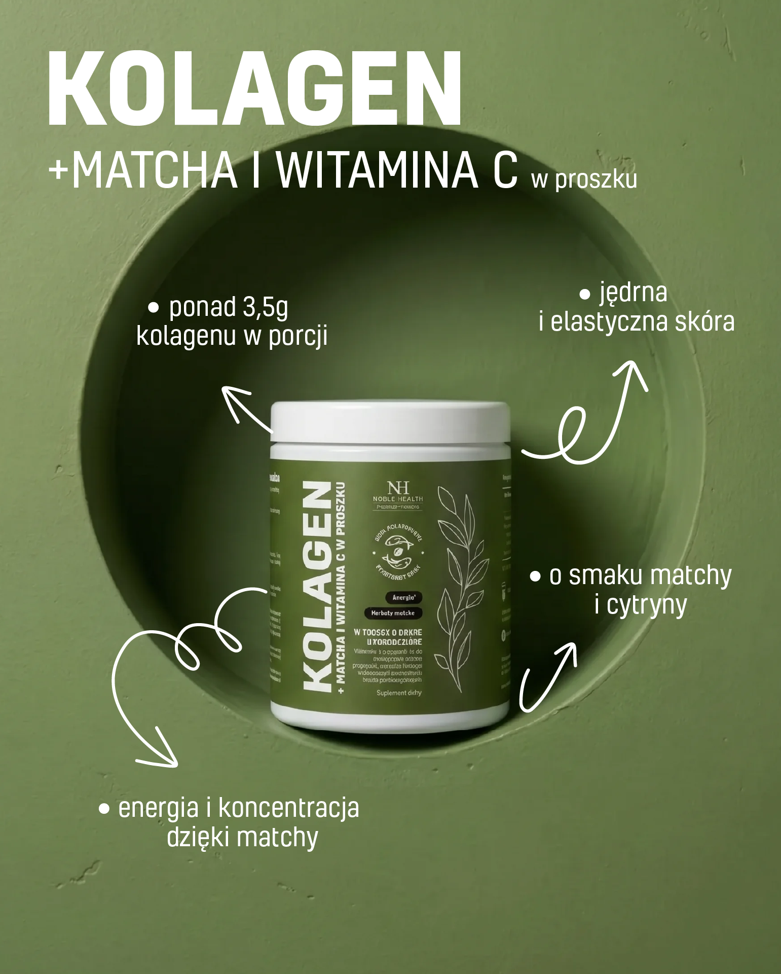 Collagen + matcha and vitamin C powder - for the sake of well-being